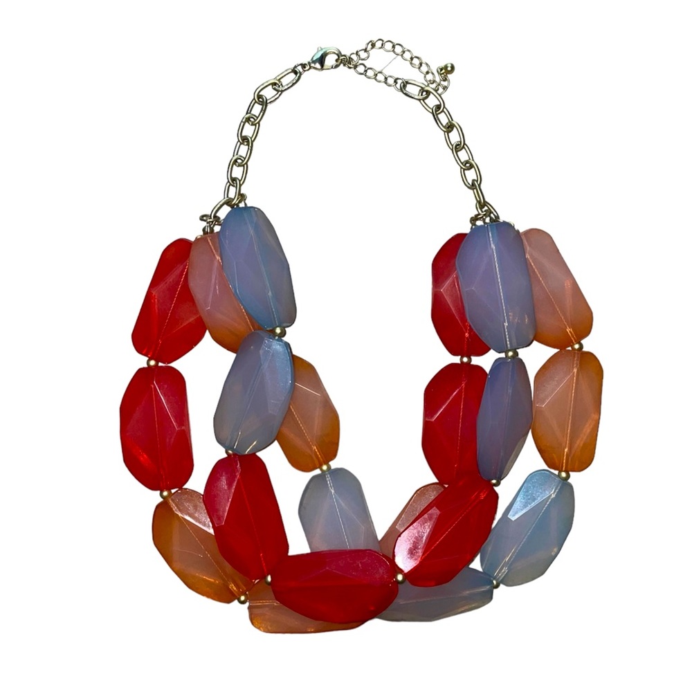 Womens large three layer beaded necklace